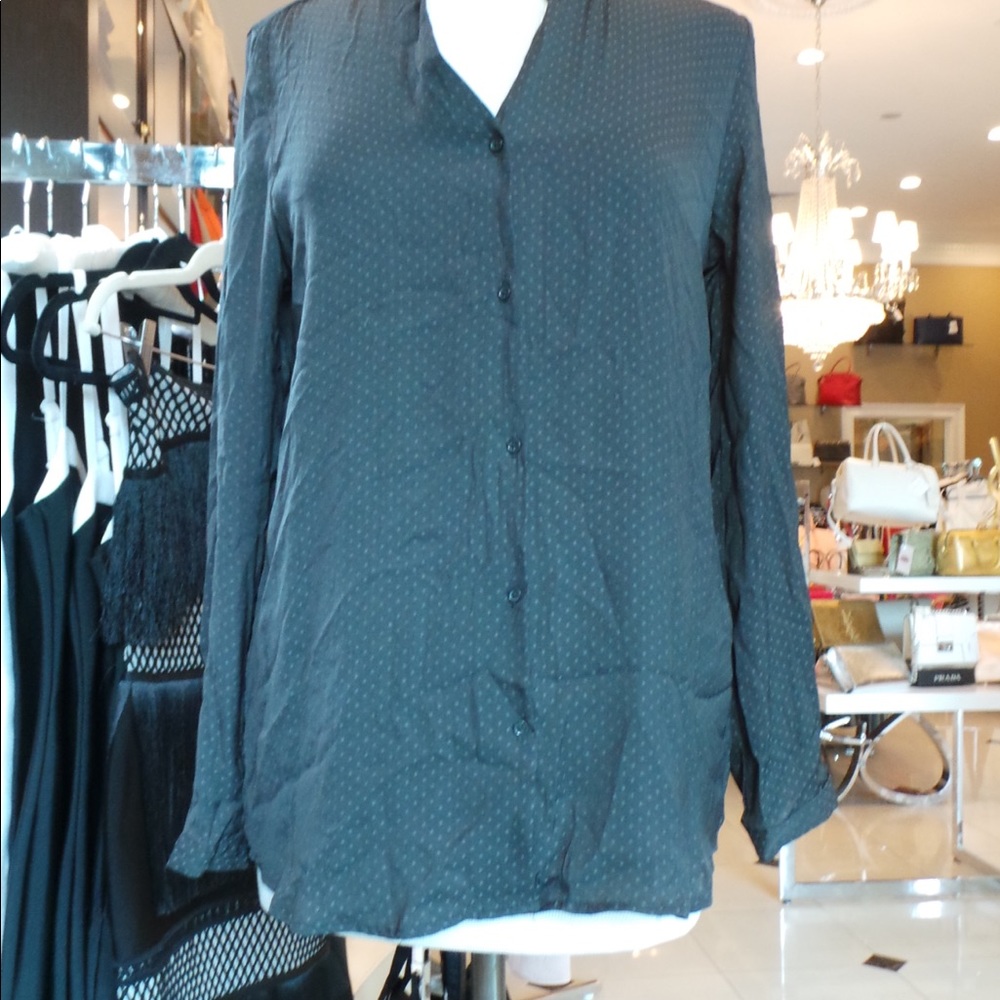 Dark Gray Button Down with Dots